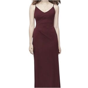 DB Studio Maci‎ Dress Women 12 Burgundy Spaghetti Strap Formal Ruched Deep New